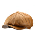 Oversize Cowhide Leather Octagonal Newsboy Hat – XXL 62 cm-HighTouch