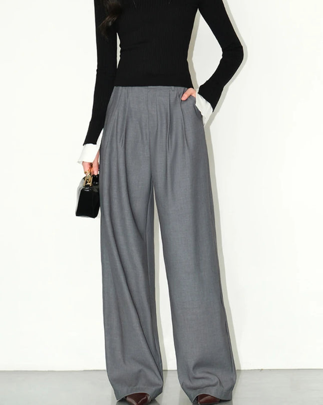 High-Waisted Wide-Leg Suit Pants – Multicolor Office Trousers for Women