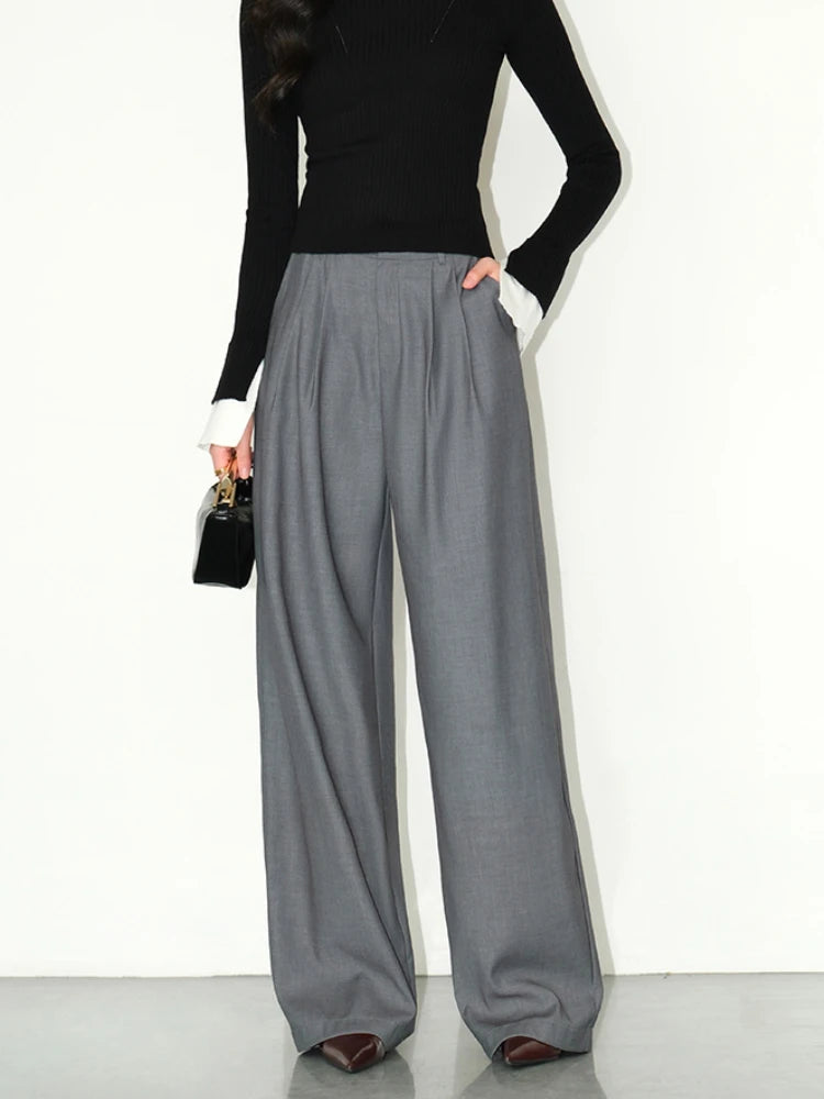 High-Waisted Wide-Leg Suit Pants – Multicolor Office Trousers for Women