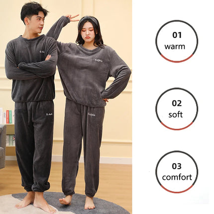 Thick Coral Velvet 2-Piece Pajama Set Men