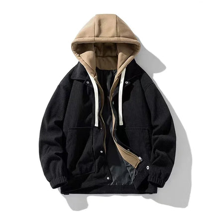 Unisex Oversized Corduroy Hoodie Jacket – Textured Winter Streetwear