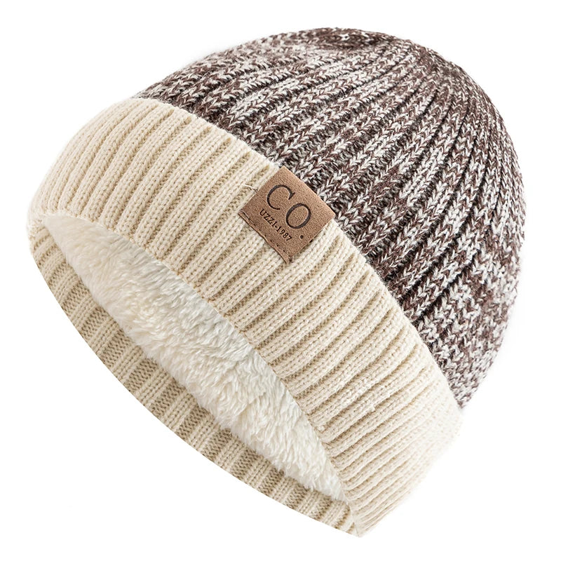 Unisex Two-Tone Fur-Lined Knit Beanie
