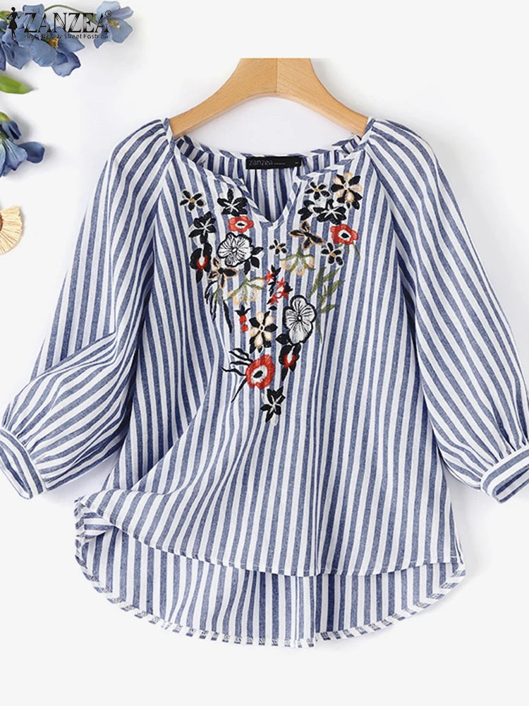 Summer Bohemain Holiday Vintage Floral Pinted Blouse for Women-HighTouch