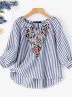 Summer Bohemain Holiday Vintage Floral Pinted Blouse for Women-HighTouch