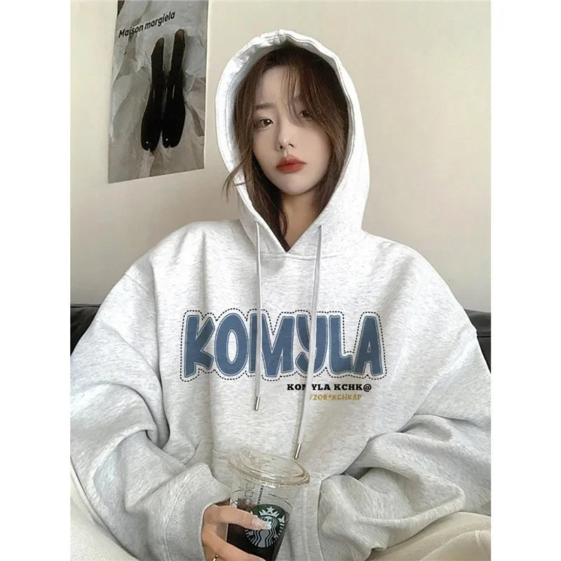 Loose Oversize Cotton Hoodie – Draped Casual Style for Spring & Autumn