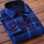 Men’s Winter Plaid Flannel Shirt – Fur Lined, Fleece‑Lined, Warm Casual Dress Shirt-HighTouch