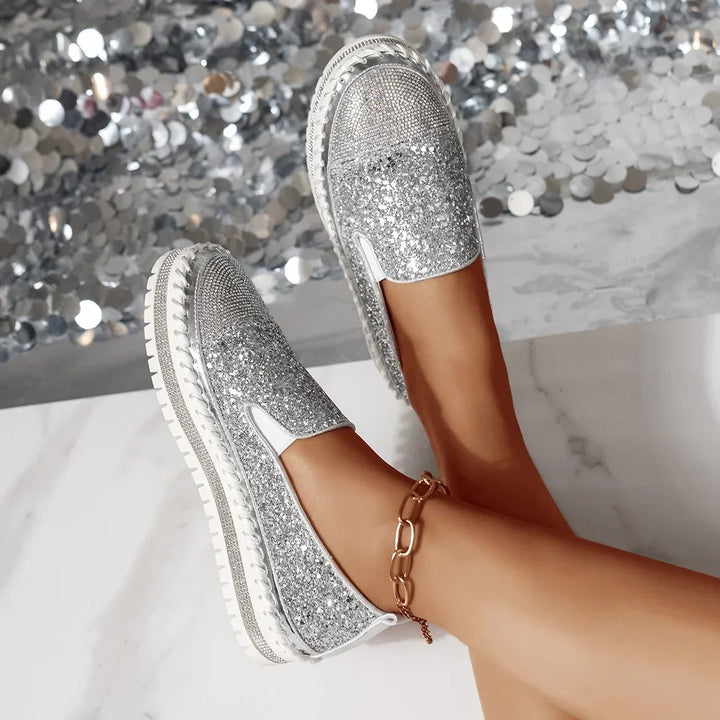 Women's Sequin Slip-On Sneakers Sparkle Casual Shoes