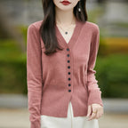 Soft Knit V-Neck Cardigan Sweater for Women-HighTouch