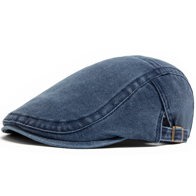 Vintage Cotton Beret / Flat Visor Cap – Unisex Adjustable Style-HighTouch