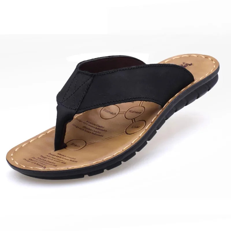 Premium Leather Flip-Flops for Men – Cushioned, Breathable & Non-Slip-HighTouch