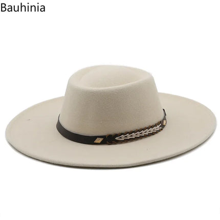 British-Style Wide-Brim Felt Fedora – Adjustable Luxury Jazz & Wedding Hat