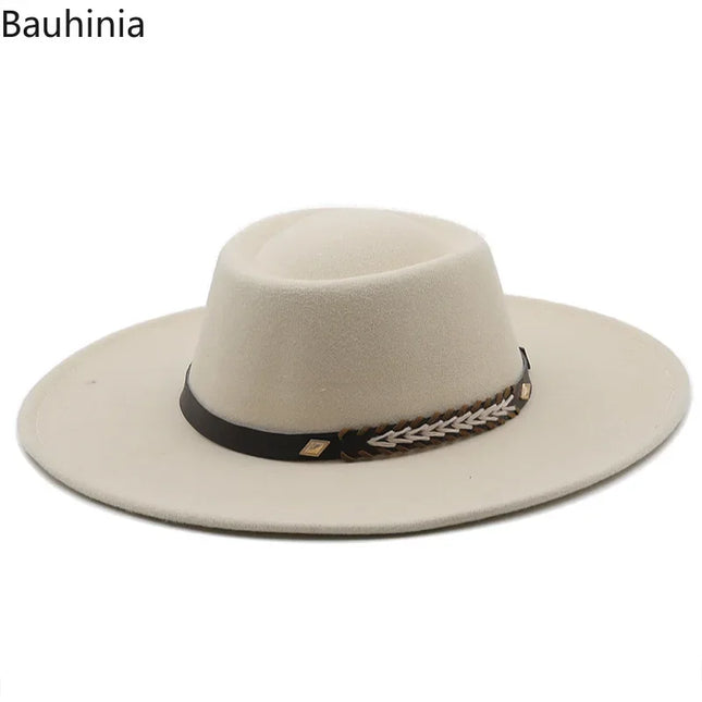 British-Style Wide-Brim Felt Fedora – Adjustable Luxury Jazz & Wedding Hat
