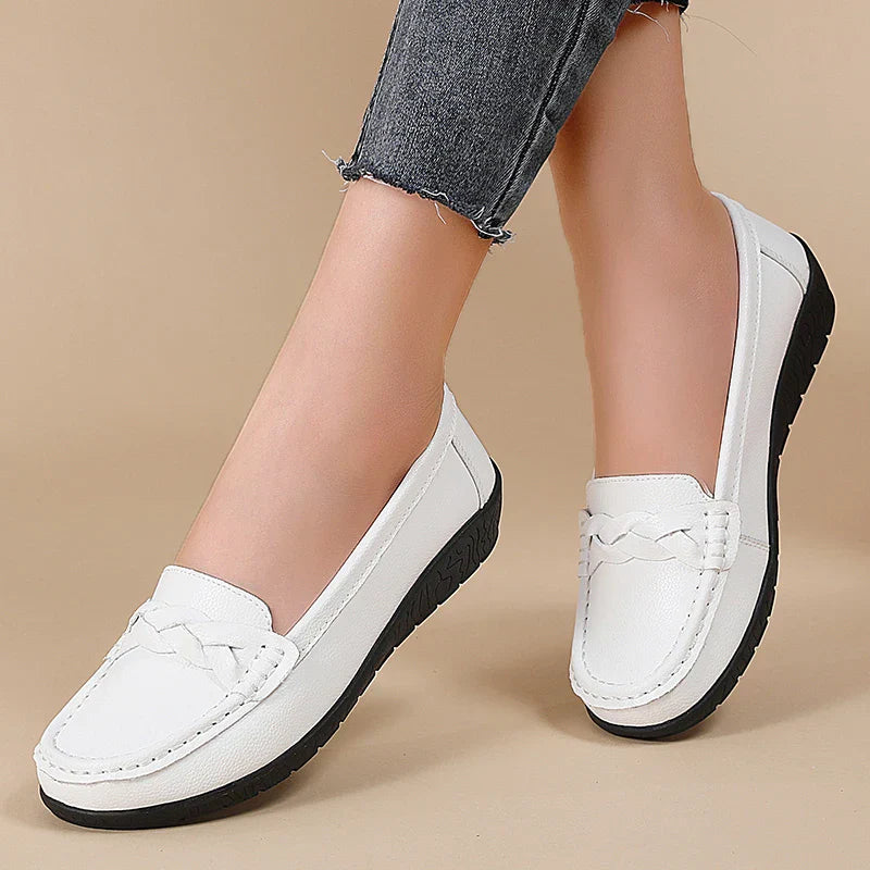 Diana - Genuine Leather Moccasin Loafers ~ Big Size-HighTouch