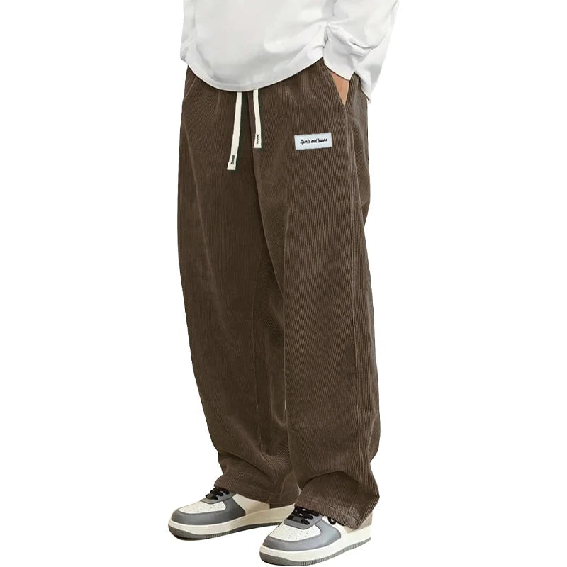 Men’s Loose Fit Corduroy Baggy Trousers