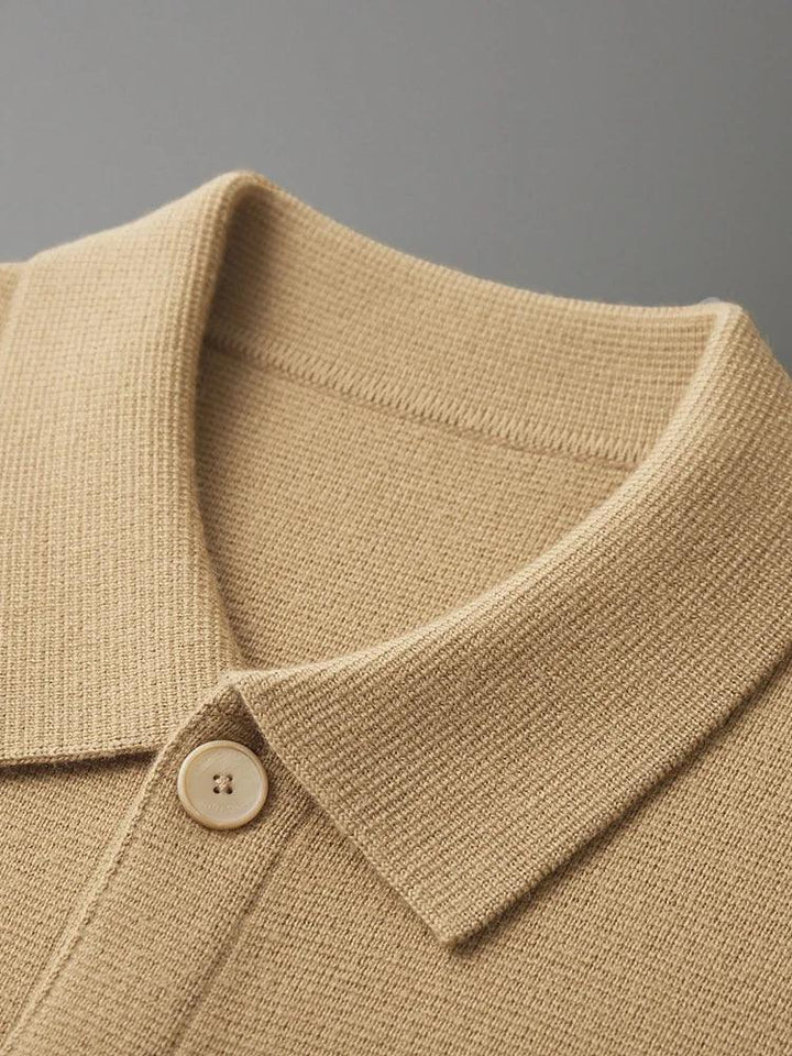 Men's Merino Wool Polo Sweater – Relaxed Fit