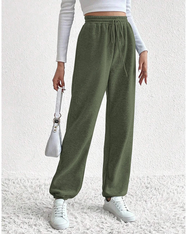 Mia Muse High-Waist Ankle Sporty Pants – All‑Season Solid Casual Trousers