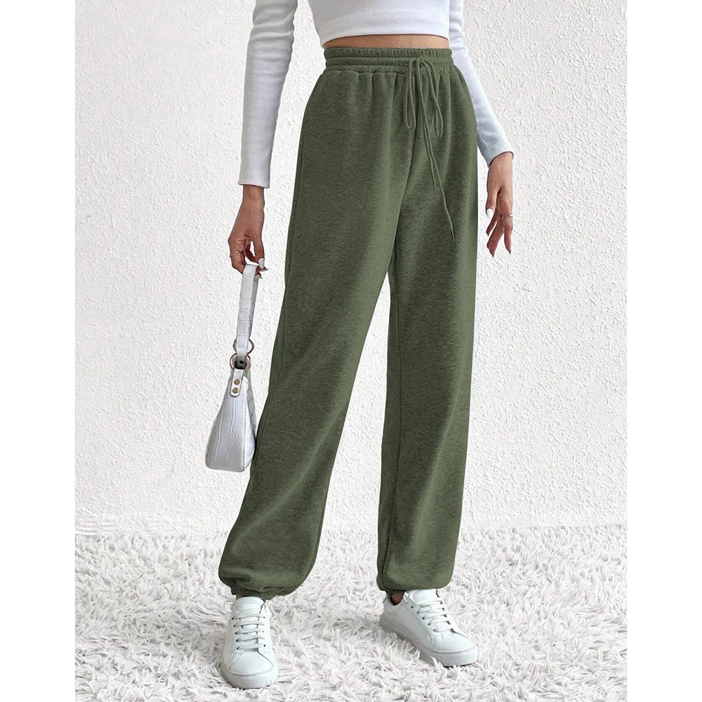 Mia Muse High-Waist Ankle Sporty Pants – All‑Season Solid Casual Trousers