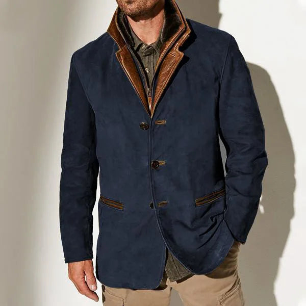 Retro Patchwork Lapel Jacket Men