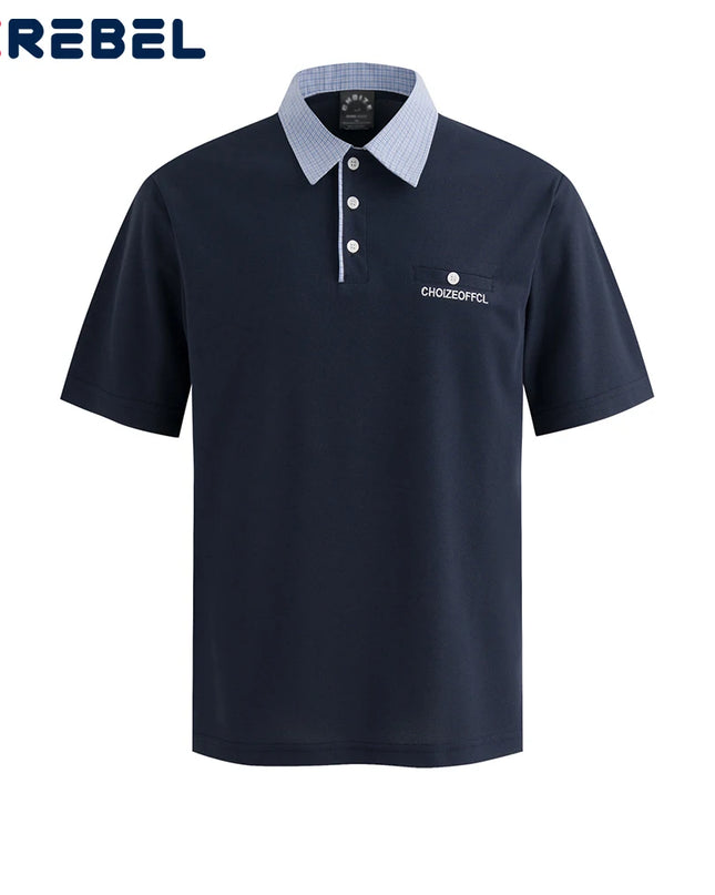 Patchwork Letter-Embroidery Polo – Retro High-Street Short-Sleeve Men’s Tee