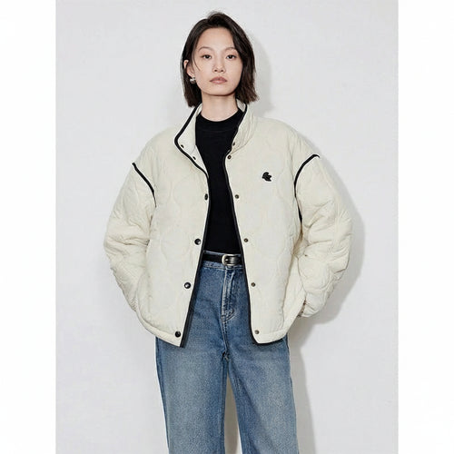 Contrast-Colour Spliced Thick Cotton Women’s Winter Long Coat-HighTouch
