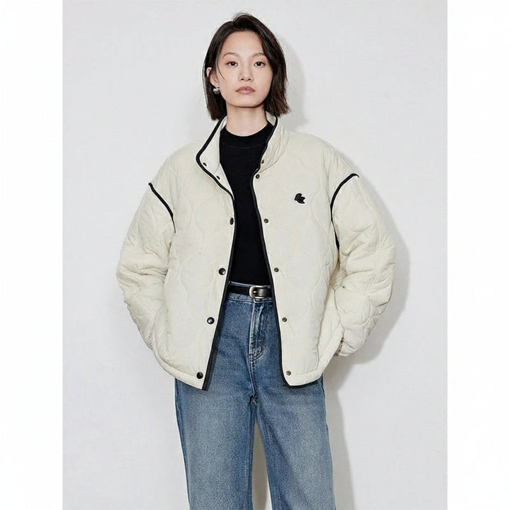 Contrast-Colour Spliced Thick Cotton Women’s Winter Long Coat-HighTouch