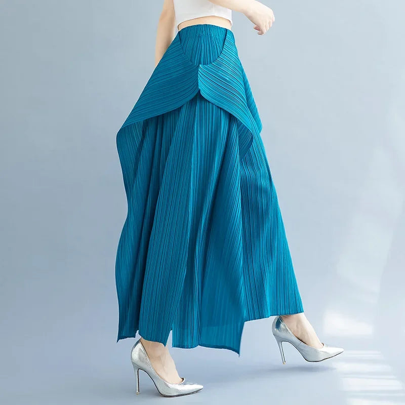 Tri-Crepe Pleated Slimming Mermaid Pants for Women Elegant & Trendy
