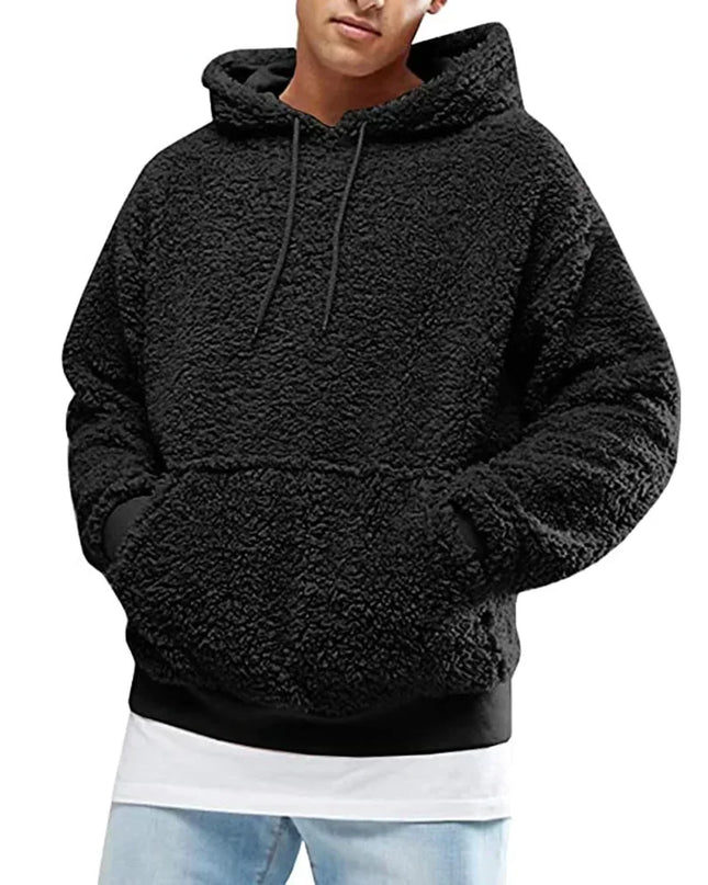 Solid Plush Y2K Streetwear Hoodie Men