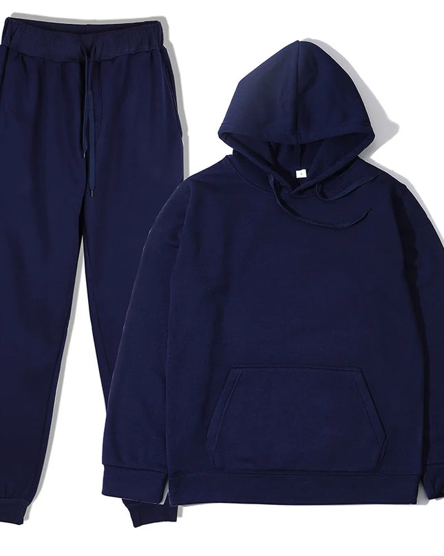 Men’s Solid Color Hoodie & Jogger Tracksuit Set