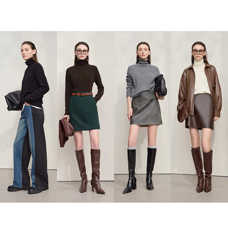 Twist-Neck Slim Fit Knit Top for Women