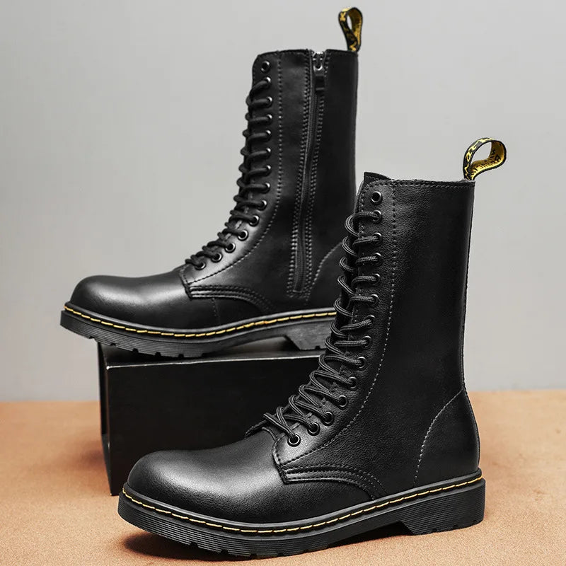 Plush-Lined Tall Leather Winter Boots UK-HighTouch