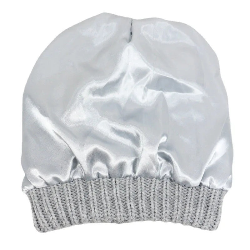 Satin-Lined Knitted Beanie Hat
