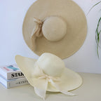 Wide-Brim Straw Fedora with Bowknot – Packable Summer Sun Hat-HighTouch