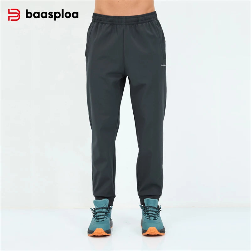 Men's Solid Color Sweatpants – Cozy Winter Joggers with Pockets-HighTouch