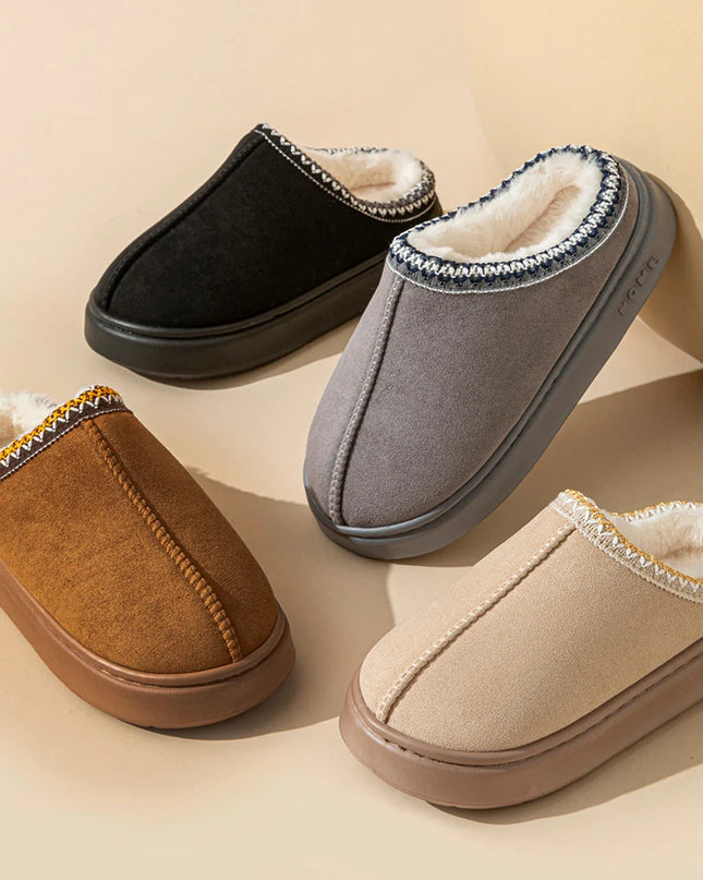 Platform Plush Cotton Unisex Slippers – Warm Fluffy Soft Sole Indoor & Outdoor
