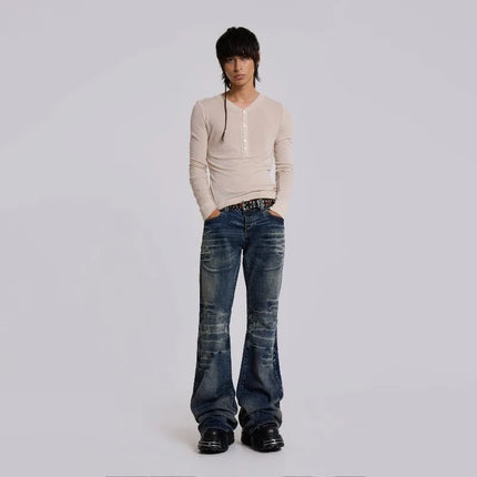 Y2K Vintage Flared Bootcut Jeans – Mid-Blue