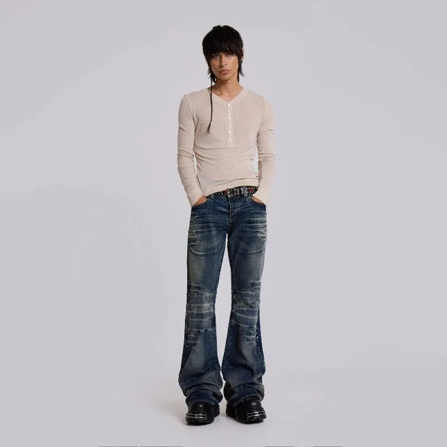 Y2K Vintage Flared Bootcut Jeans – Mid-Blue