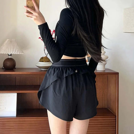 Summer Women's Thin Fast Drying Sports Shorts Elastic High Waist Loose Yoga Shorts Comfortable Yoga Running Gym Shorts