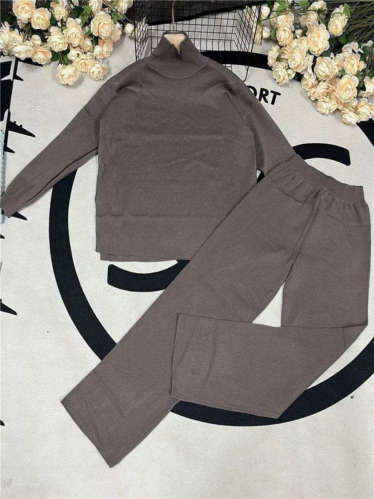 Stylish Women’s Knit Turtleneck Set – 2-Piece Outfit-HighTouch