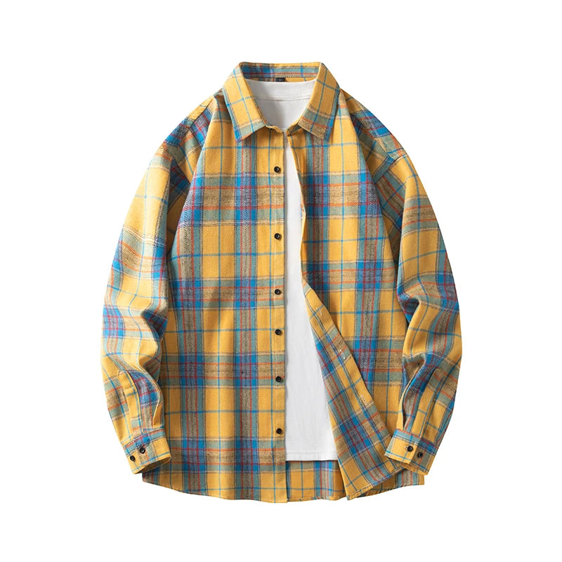 Oversized Flannel Check Shirt – Soft Cotton Long Sleeve Streetwear
