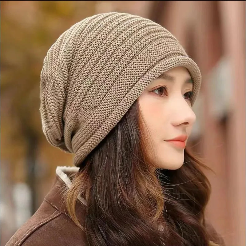 Women & Men Autumn Winter Knitted Wool Roll‑Brim Beanie