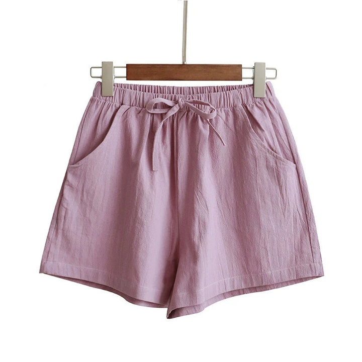 Relaxed High-Waist Cotton Linen Shorts – Cool Comfort Meets Chic Styling-HighTouch