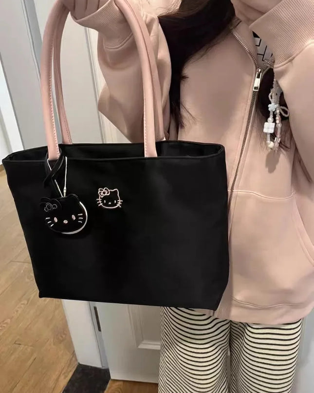 Hello Kitty Embroidered Crossbody – Large Capacity, Kawaii Daily Commuter Bag