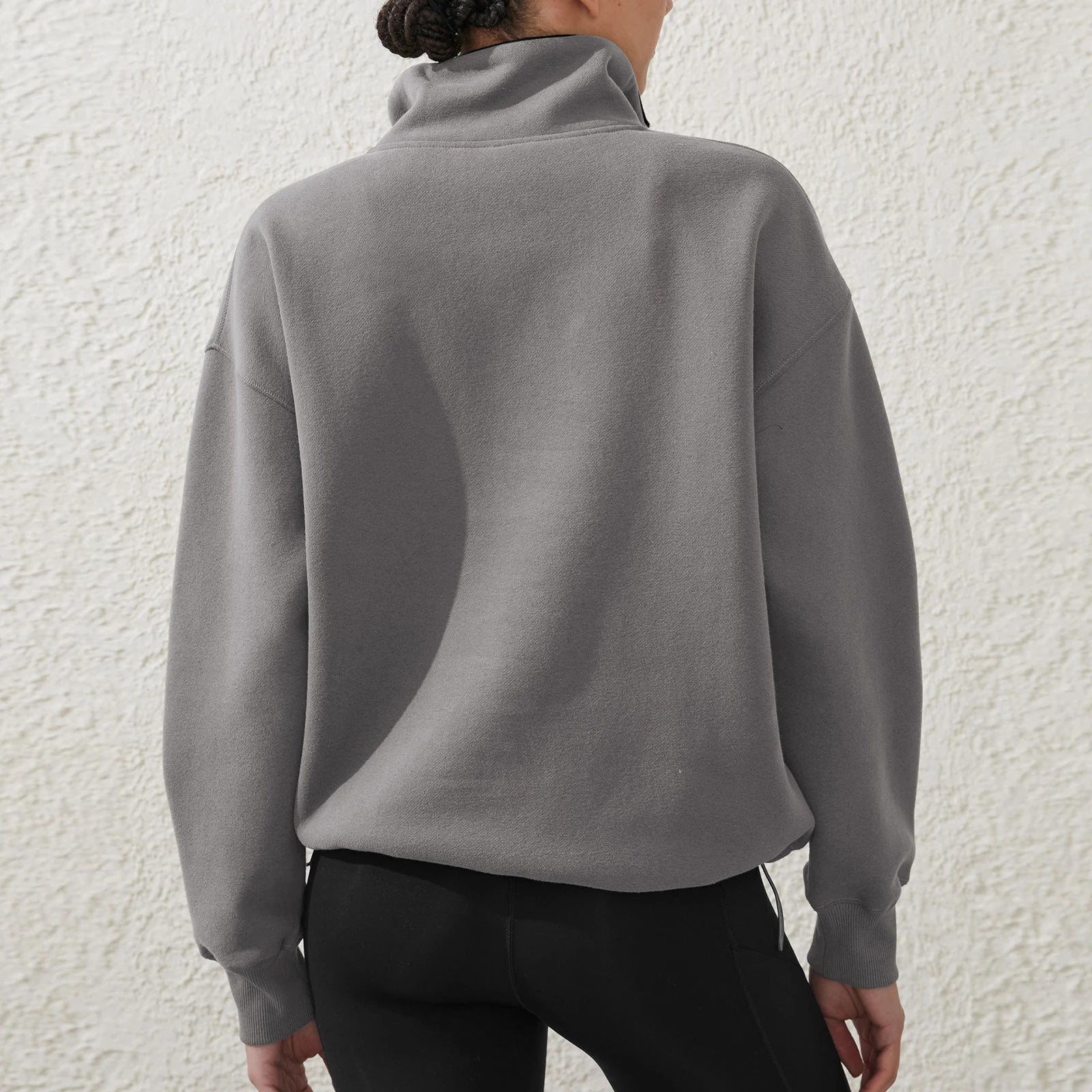 Colour-Block Half-Zip Pullover Sweatshirt – Loose Streetwear Long Sleeve