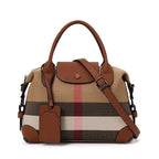 AIDRAN | Retro Plaid Boston Bag – Canvas & Leather-HighTouch