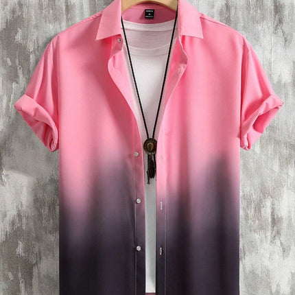 Men’s Gradient 3D Print Short Sleeve Shirt