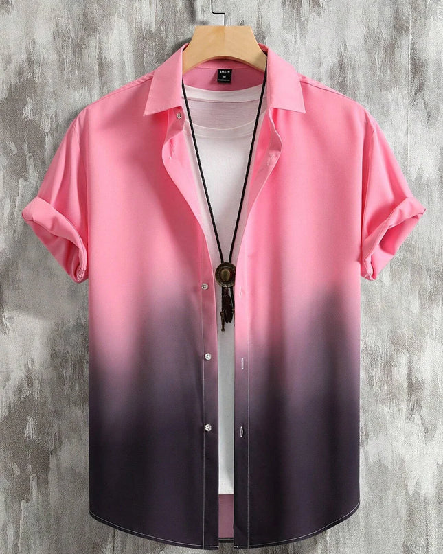 Men’s Gradient 3D Print Short Sleeve Shirt