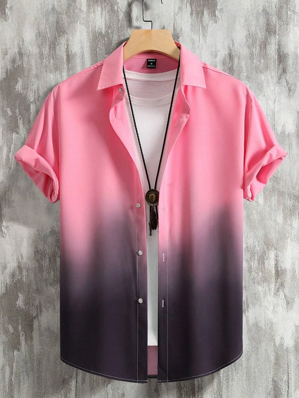 Men’s Gradient 3D Print Short Sleeve Shirt-HighTouch