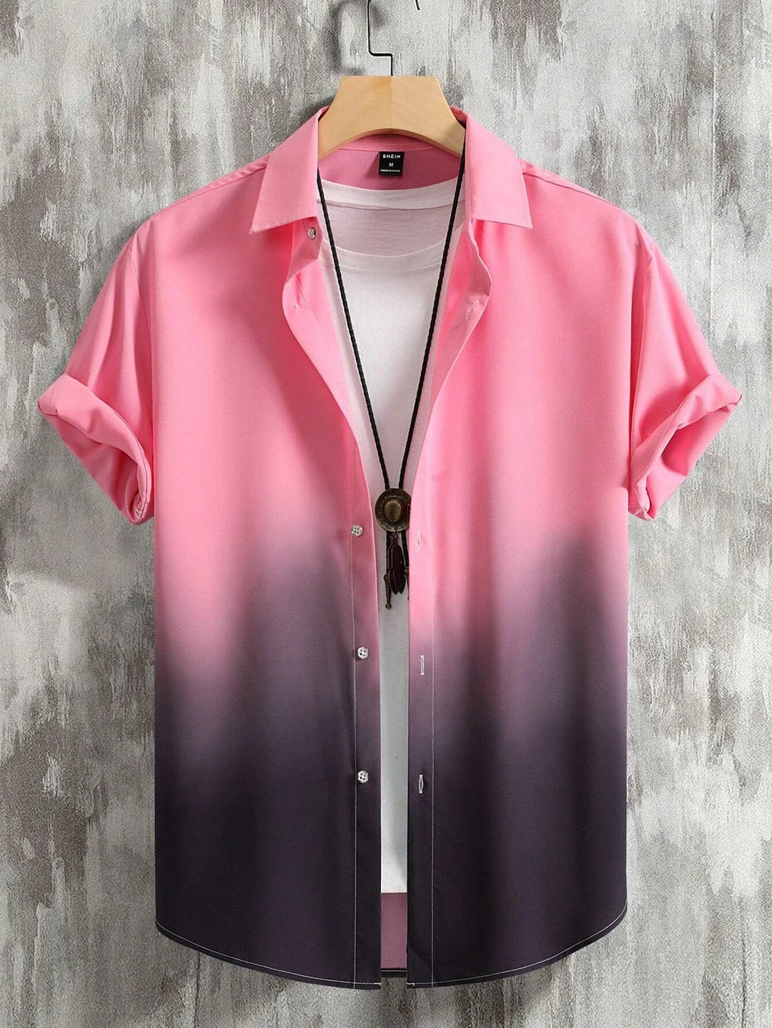 Men’s Gradient 3D Print Short Sleeve Shirt-HighTouch