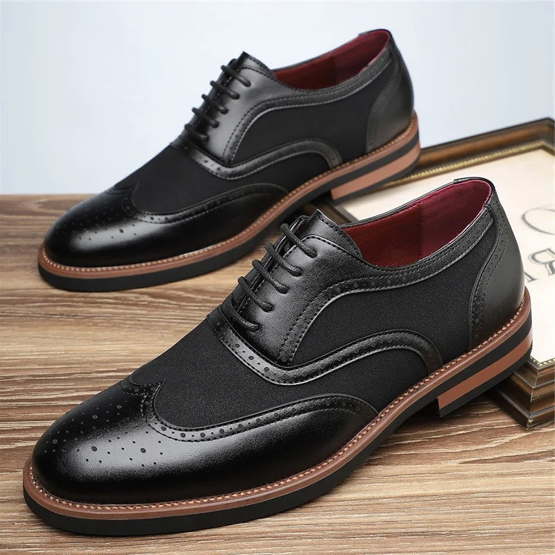 Men's Two-Tone Brogue Oxford Shoes | Classic Leather Spectator Shoes