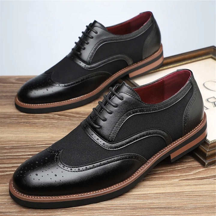 Men's Two-Tone Brogue Oxford Shoes | Classic Leather Spectator Shoes